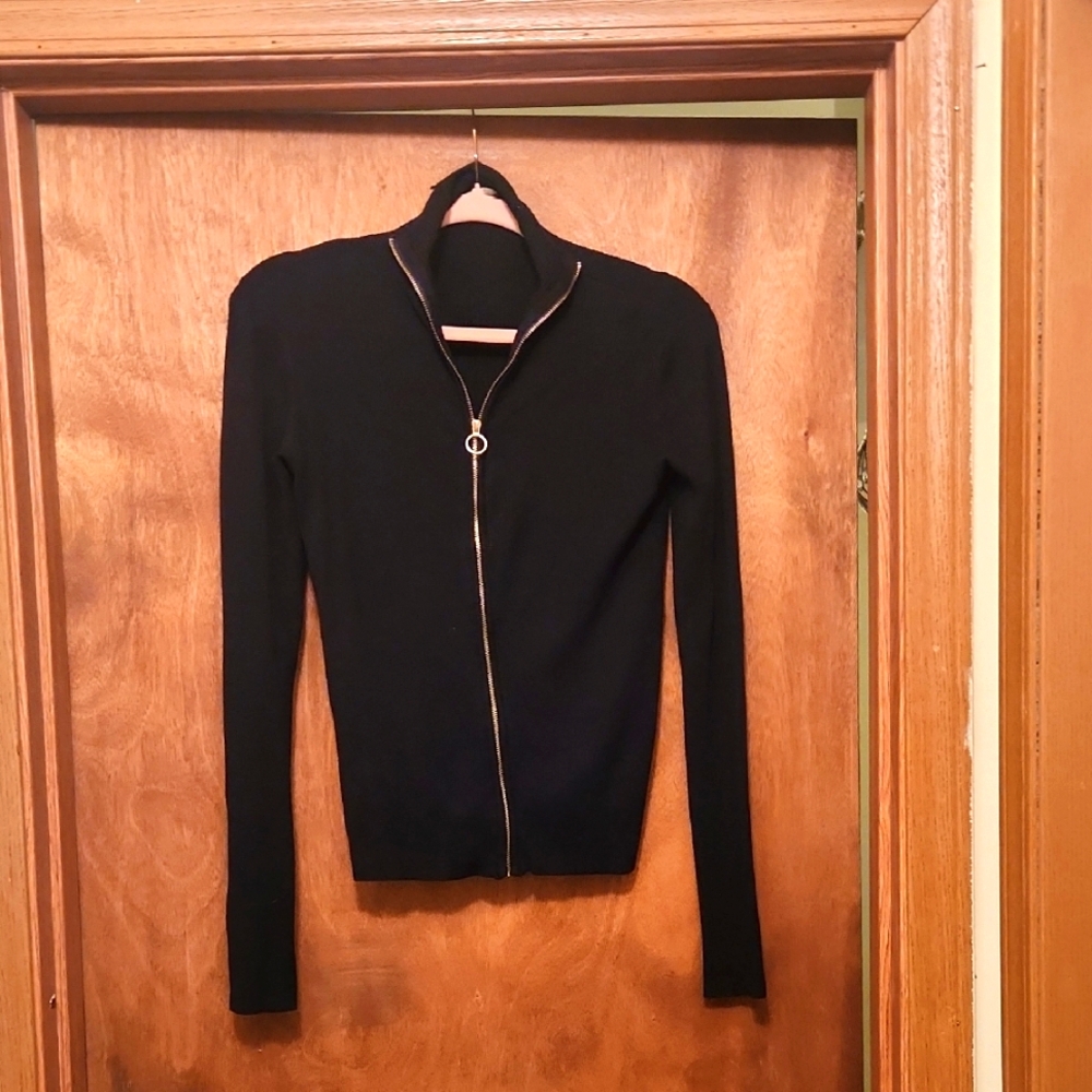 Black Zara Zip-Up Cardigan Size Small